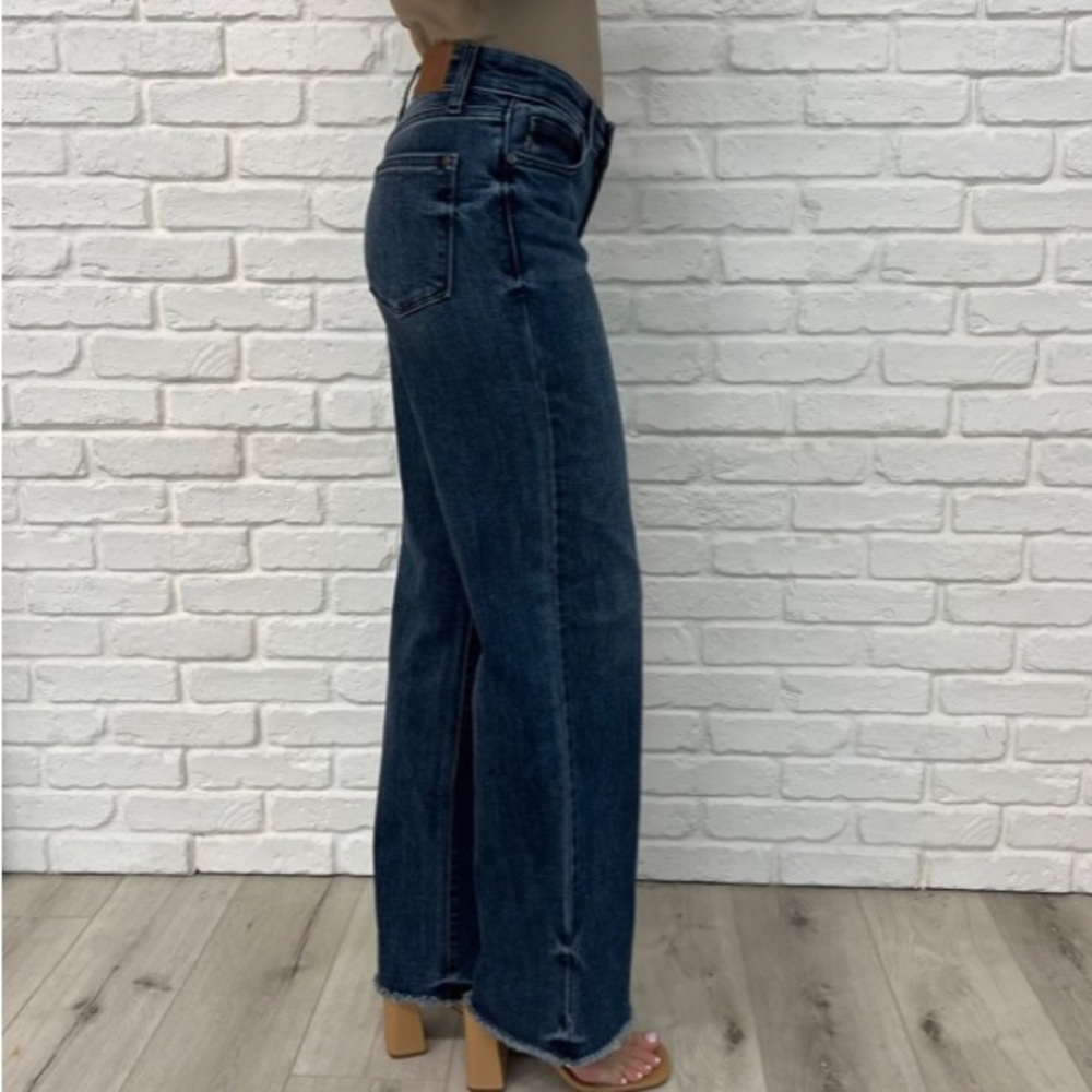 ADDIE MID RISE VINTAGE WASH WIDE LEG JEANS - Picture 3 of 4